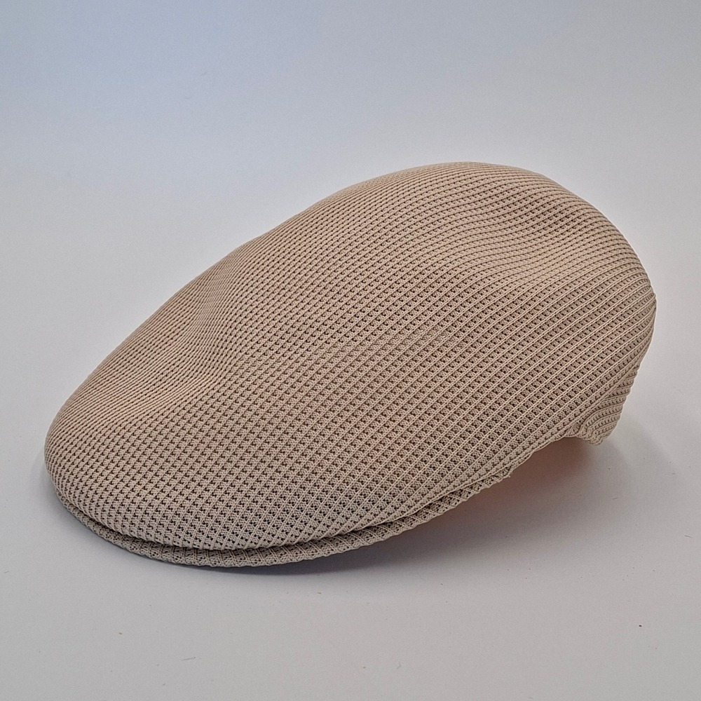 Vintage 80s 90s Kangol Design XL Beige Mesh Flat Cap Made in UK